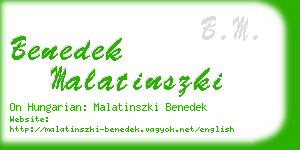 benedek malatinszki business card